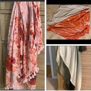 Vibrant Pink, Orange, and Gray/White Ombre Scarf/Wrap Bundle